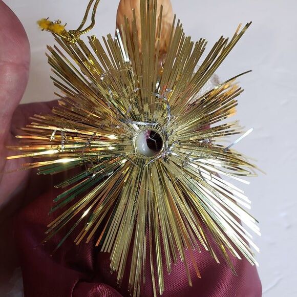 Vintage Burgundy Maroon Light Up Angel Christmas Tree Ornament 5" - Picture 4 of 6